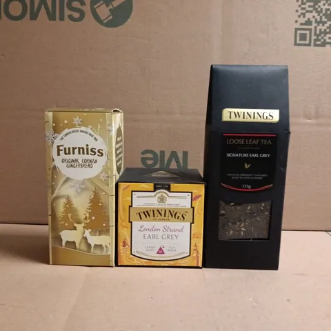 APPROXIMATELY 10 ASSORTED FOOD AND DRINK ITEMS TO INCLUDE TWININGS, FURNISS, ETC