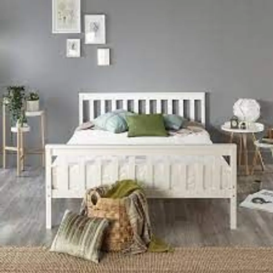 BOXED AADI KING SIZE BED FRAME - WHITE (1 BOX)