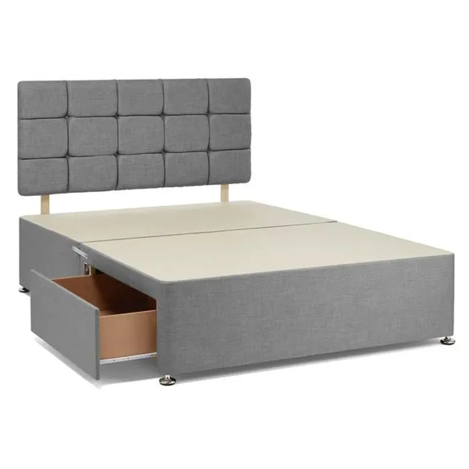 BAGGED BEDMASTER UNIVERSAL LINEN DIVAN BASE - 5'KING SIZE, 2 DRAWERS, SLATE GREY (2 ITEMS)