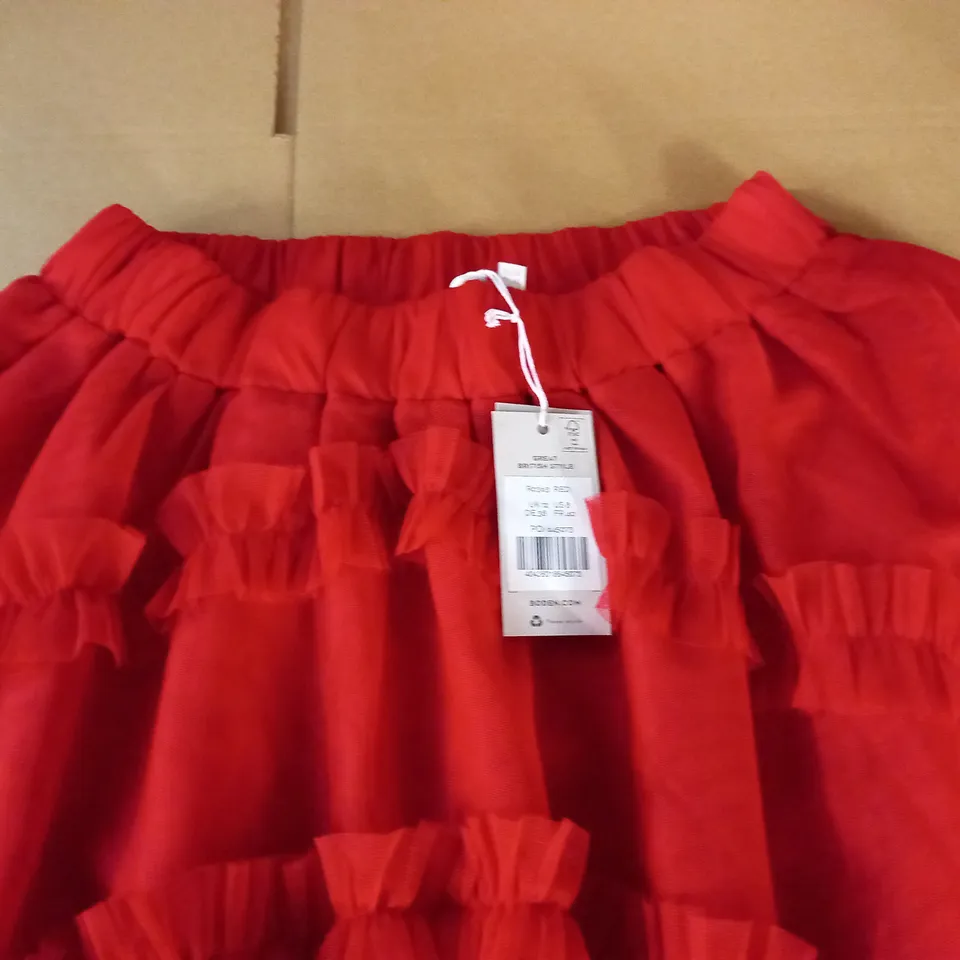 BODEN RED TIERED MAXI SKIRT - UK 12