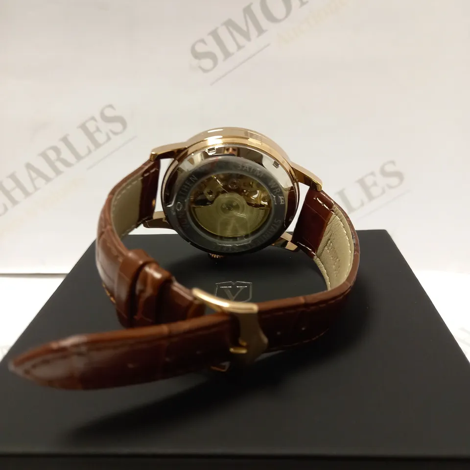 VONLANTHEN PART SKELETON CHRONOGRAPH BROWN LEATHER STRAP WRISTWATCH
