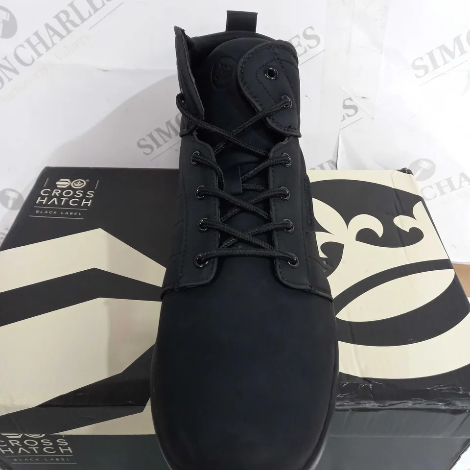 BOXED CROSSHATCH HALLIGAN SHOES, BLACK - SIZE 11