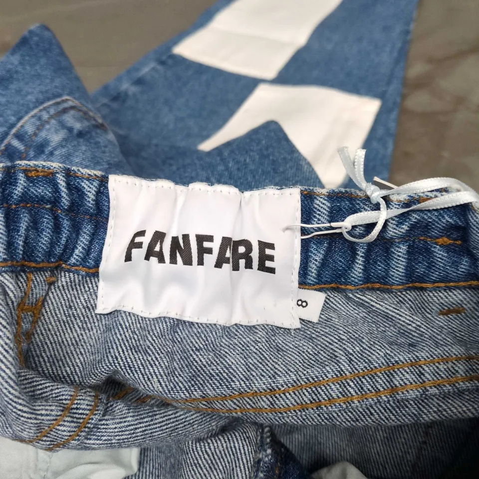 FANFARE DENIM TROUSERS WITH WHITE STRIPES – WOMEN'S SIZE 8