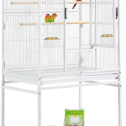 BOXED YAHEETECH BIRD CAGE WITH DOOR AND WHEELS FOR COCKATIELS - WHITE (1 BOX)