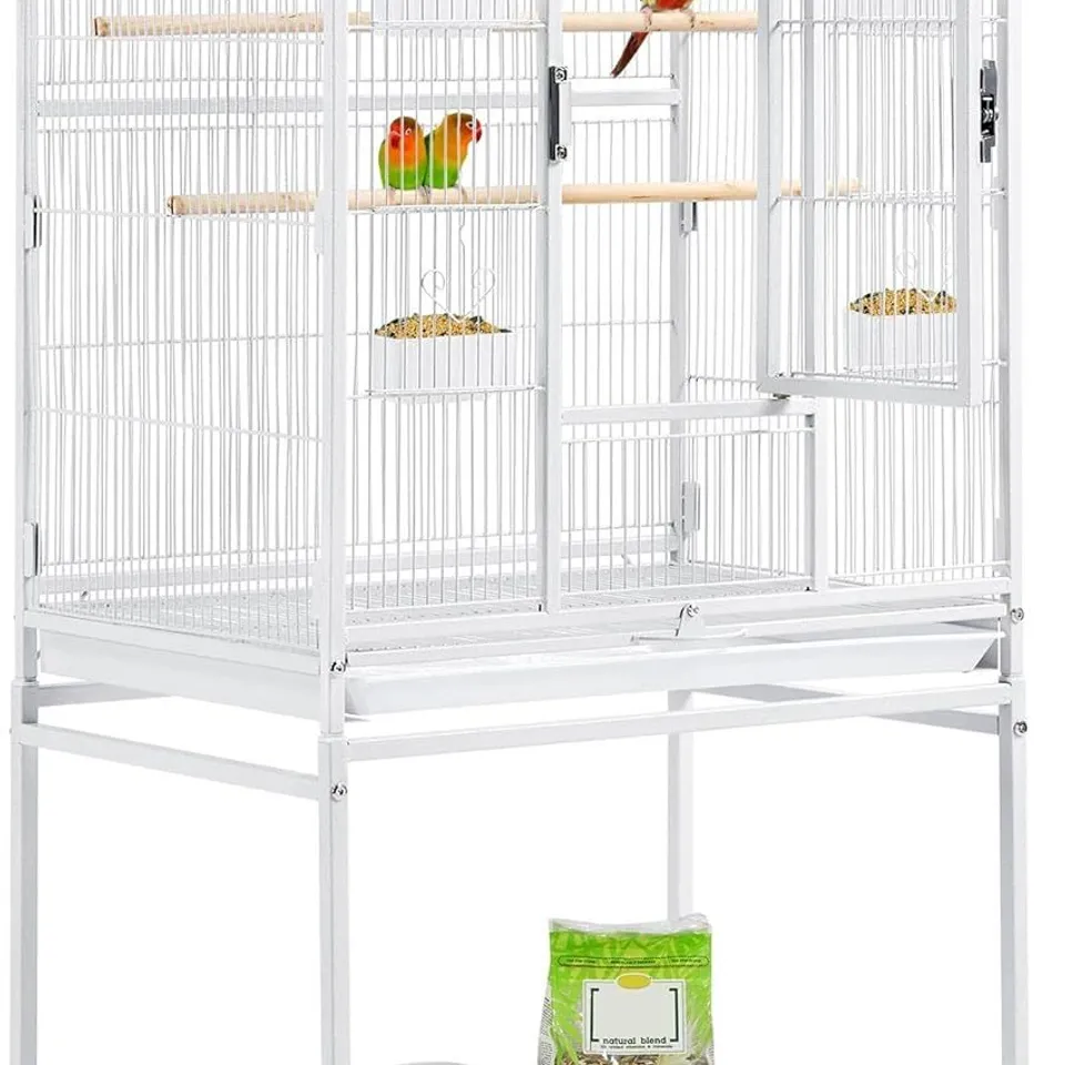 BOXED YAHEETECH BIRD CAGE WITH DOOR AND WHEELS FOR COCKATIELS - WHITE (1 BOX)