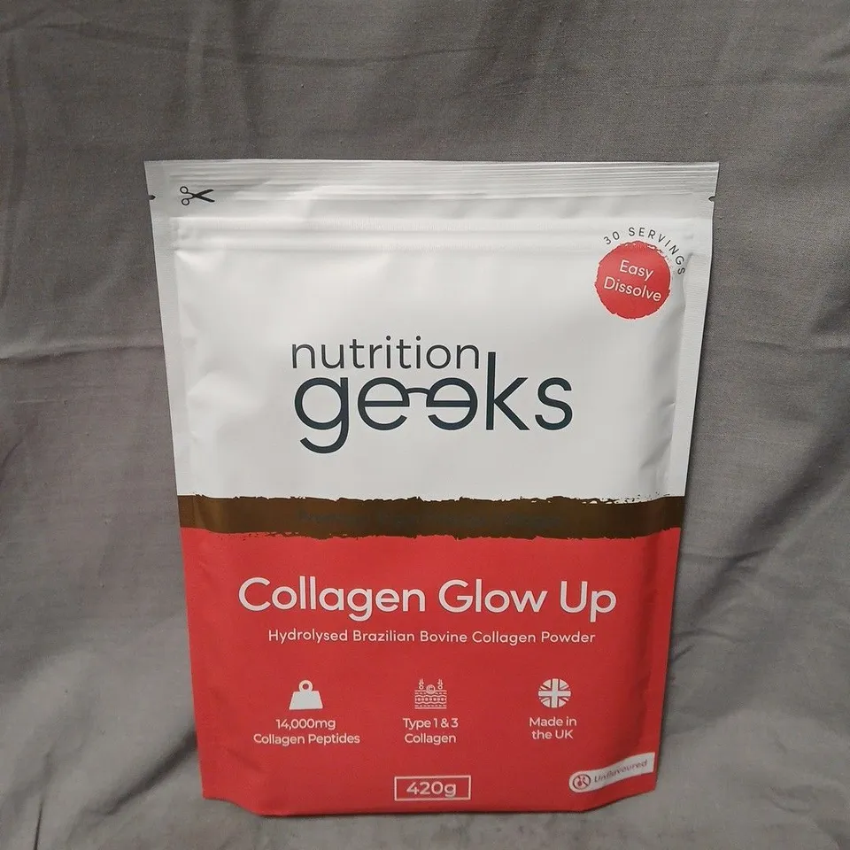 NUTRITION GEEKS COLLAGEN GLOW UP - HYDROLYSED BRAZILIAN COLLAGEN POWDER, 420G