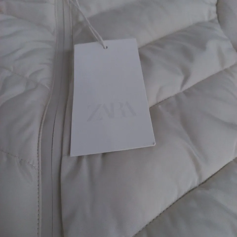 ZARA BEIGE PUFFER JACKET, HOODED, SIZE S