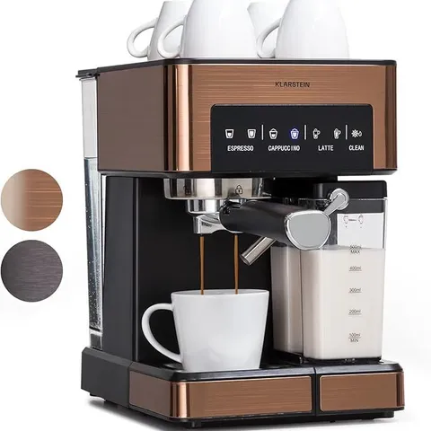 BOXED KLARSTEIN SMALL ELECTRIC COFFEE MAKER WITH MILK FROTHER