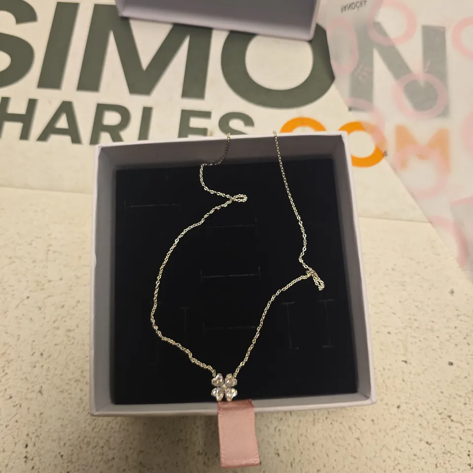 PANDORA NECKLACE WITH CRYSTAL FLOWER PENDANT – SILVER TONE