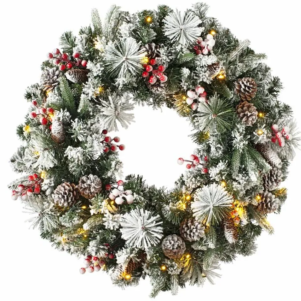 LUXURY PRE LIT SNOW FLOCKED 76CM LIGHTENED PVC