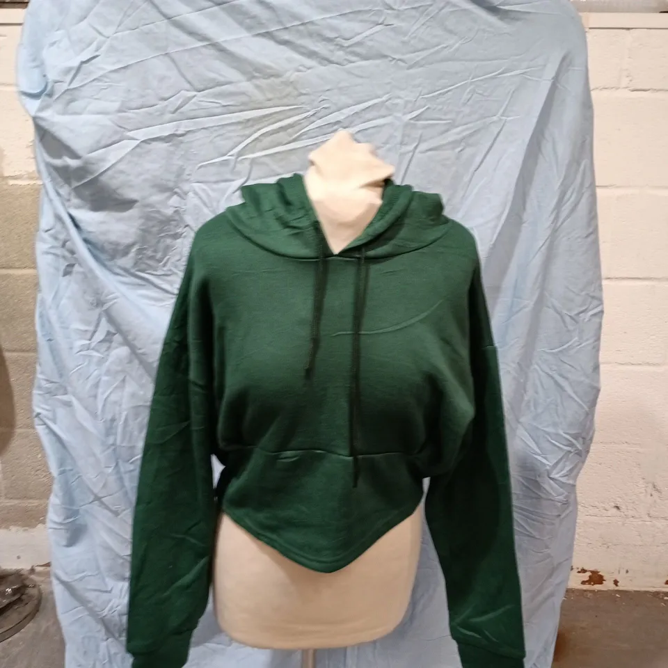 A.O.B QUALITY LADIES CLOTHES GREEN CROPPED HOODIE - SIZE M