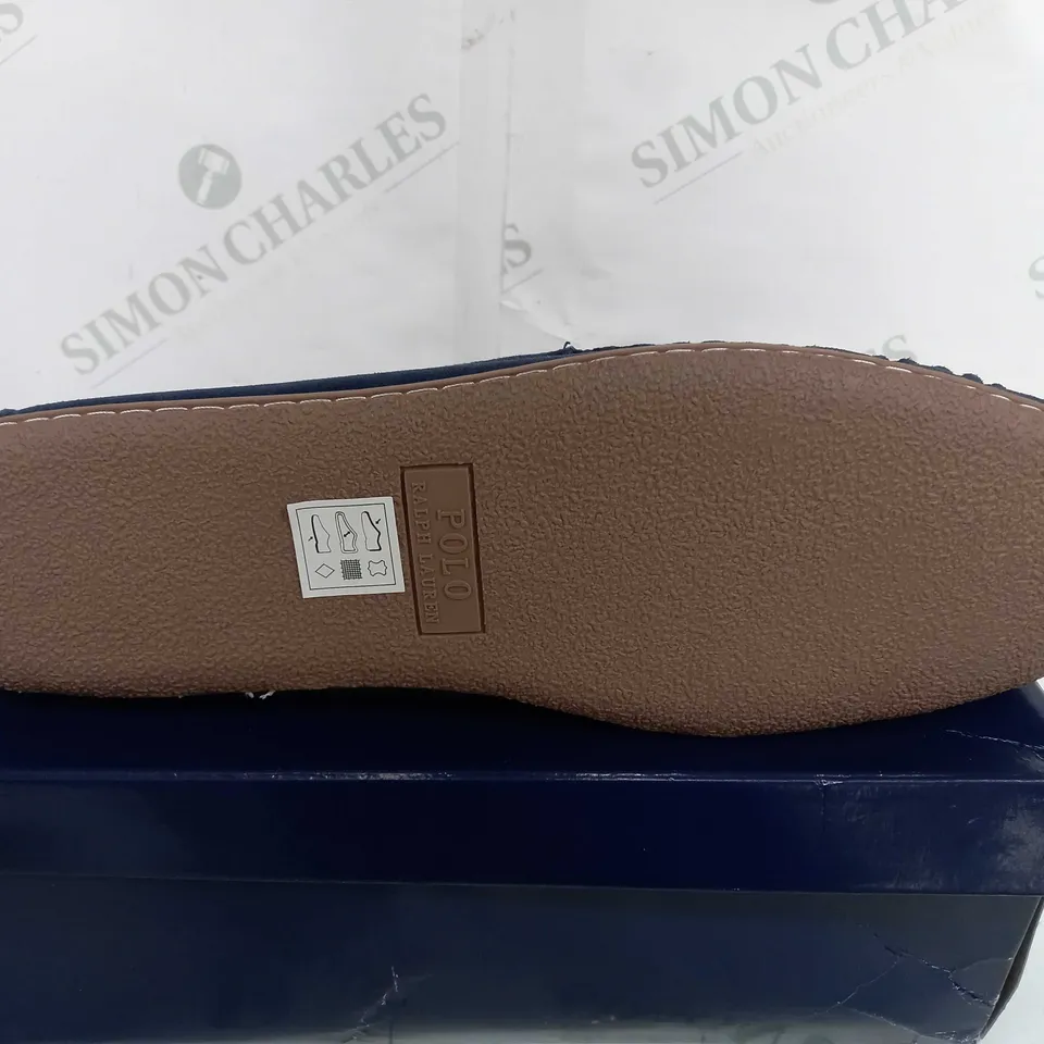 BOXED PAIR OF POLO RALPH LAUREN SKI BEAR SLIPPERS - NAVY - UK 12