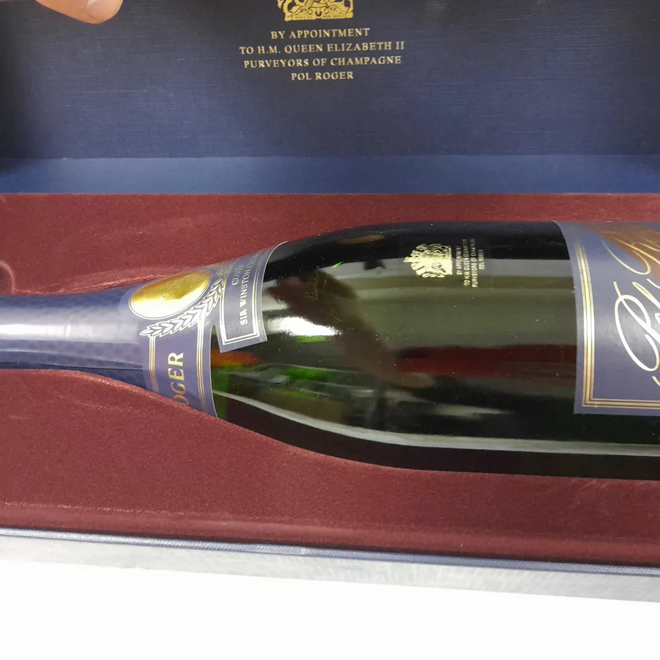 BOXED POL ROGER SIR WINSTON CHURCHILL CHAMPAGNE VINTAGE 1999 75CL BY APPOINTMENT TO H.M. QUEEN ELIZABETH II PURVEYORS OF CHAMPAGNE POL ROGER
