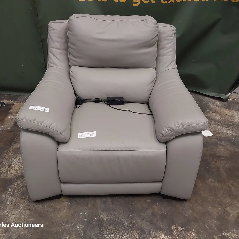 QUALITY ITALIAN DESIGNER DEGANO POWER RECLINING EASY CHAIR GREY LEATHER 