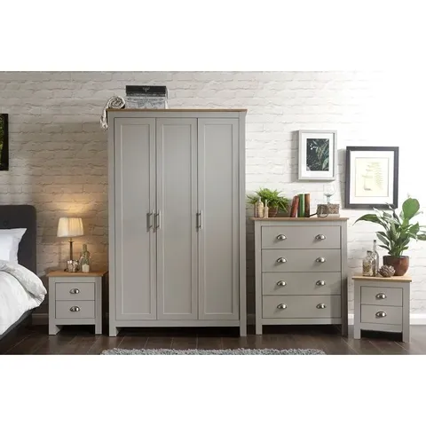 BOXED KENNETH 4 PIECE BEDROOM SET - GREY (4 BOXES)