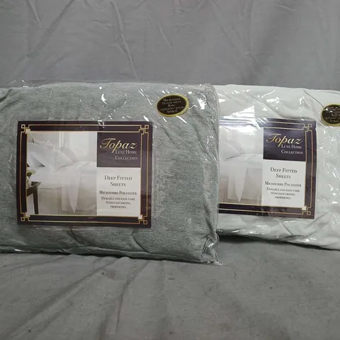 BOX OF APPROXIMATELY 12 ASSORTED TOPAZ KING SIZE FITTED SHEETS IN GREY AND LIGHT GREY