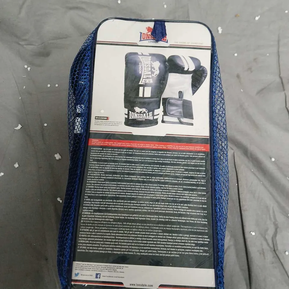 LONSDALE CONTENDER BOXING GLOVES – BLUE (MESH CARRY BAG)