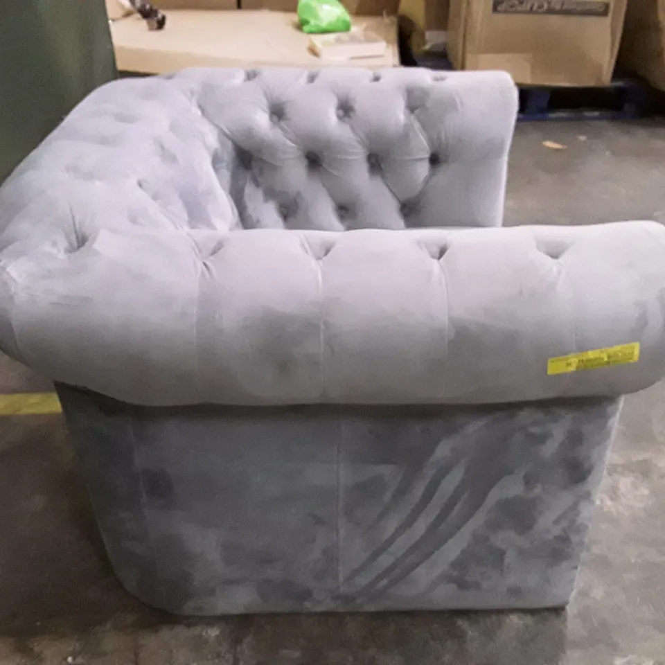 QUALITY DESIGNER ANZLA ARMCHAIR - GREY SUADE FABRIC 