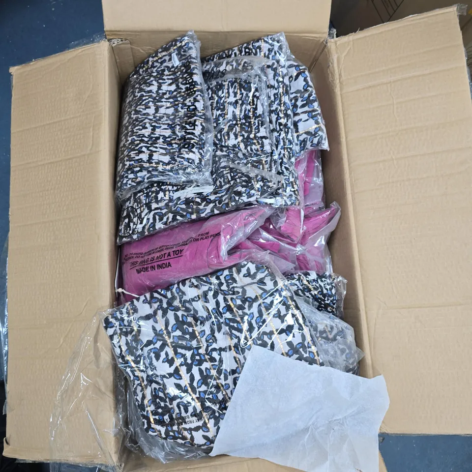 BOX OF APPROXIMATELY 60 ASSORTED CLOTHING ITEMS TO INCLUDE: MAISON DE NIMES DRESS