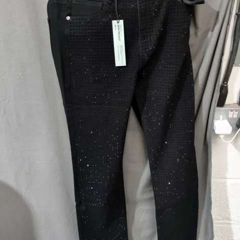 RIVERISLAND DENIM SPECIALIST BLACK RHINESTONE JEANS – WOMEN’S, UK 8 (EU 36)