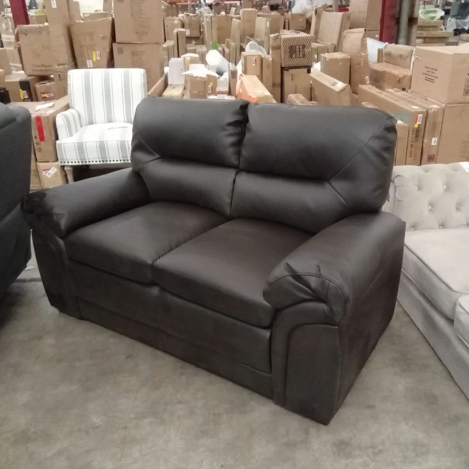 BROMLEY 3 SEATER SOFA, BROWN PREMIUM FAUX LEATHER