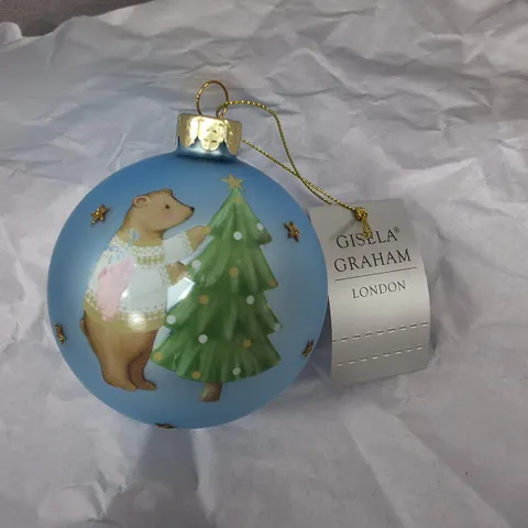 SET OF 12 GISELA GRAHAM POLAR BEAR THEMED BLUE BAUBLES