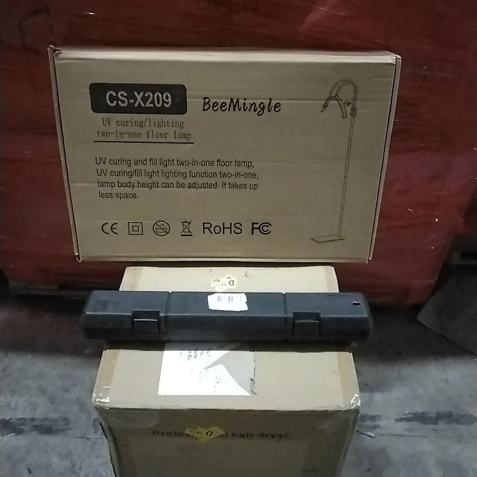 PALLET OF HOUSEHOLD ITEMS TO INCLUDE FLOOR LAMP, TORQUE WRENCH SET, PROFESSIONAL HAIR DRYER AND OTHER ASSORTED ITEMS...