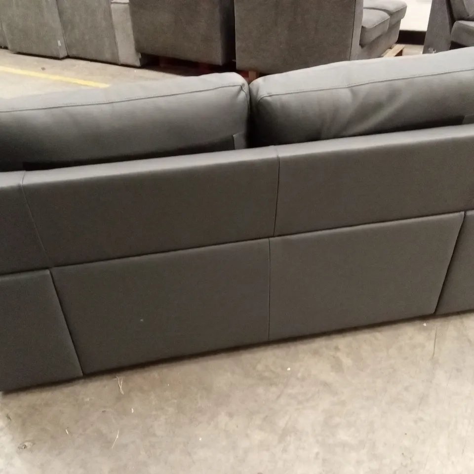 KANSAS 2 SEATER SOFA, GREY FAUX LEATHER