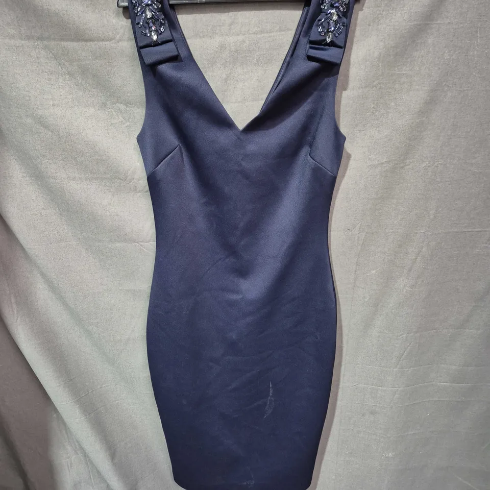 TED BAKER BACK ZIP DRESS IN NAVY - SIZE 1