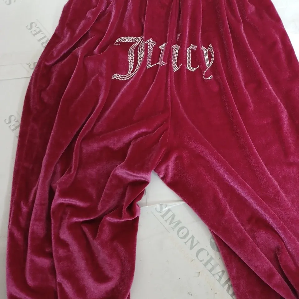 JUICY COUTURE PINK CRUSH VELVET TRACKSUIT BOTTOMS