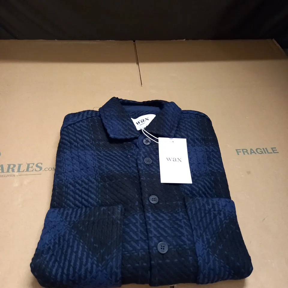 WAX LONDON OVERSHIRT IN BLACK AND BLUE BEATNIK SIZE M