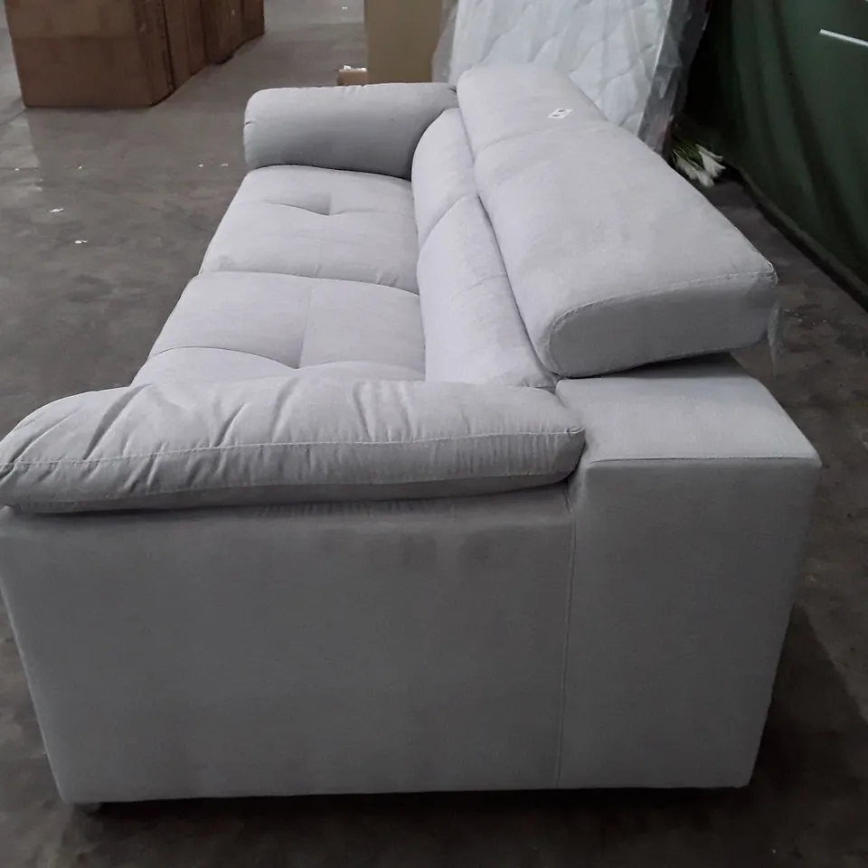 QUALITY DESIGNER 4 SEATER SOFA - LIGHT GREY FABRIC