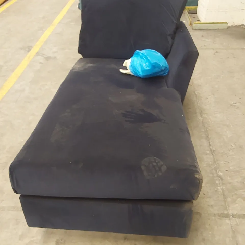 QUALITY DESIGNER CORNER CHAISE SOFA SECTION - NAVY VELVET