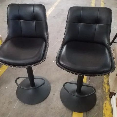 SET OF 2 HEIGHT ADJUSTABLE SWIVEL KITCHEN STOOLS - INK BLACK