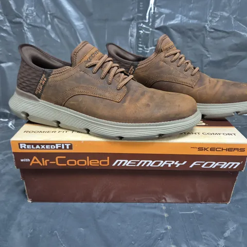 SKECHERS MEN'S GARZA GERVIN TRAINERS IN BROWN SIZE 10