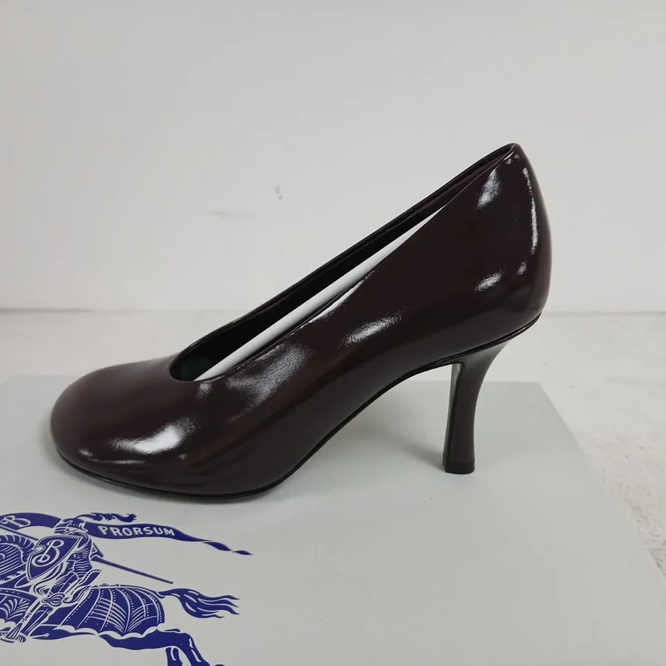 BURBERRY BURGUNDY PATENT LEATHER HIGH HEEL PUMPS – UK 3 (EU 36)