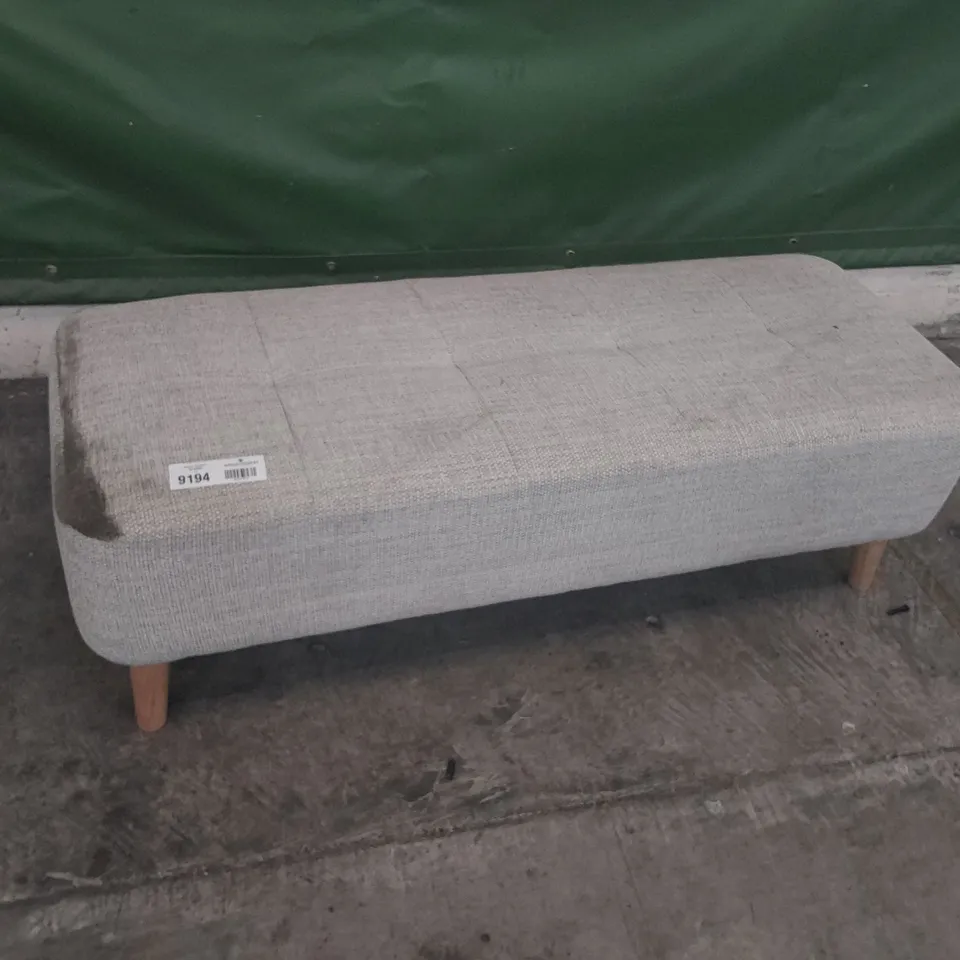 DESIGNER RECTANGULAR FOOTSTOOL GREY FABRIC 