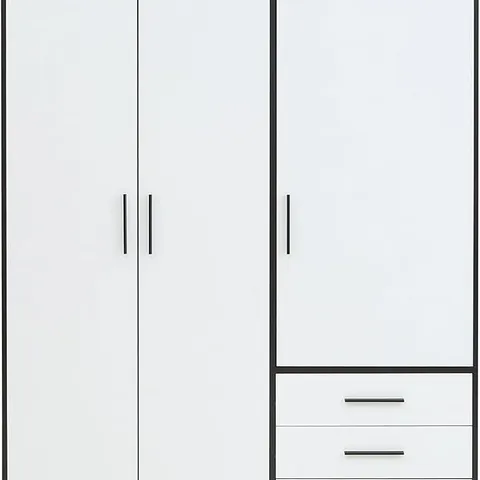 BOXED FORTE 3-DOOR WARDROBE WITH 3 DRAWERS BASIC 144.6 X 60 X 200 CM BLACK-WHITE (5 BOXES)