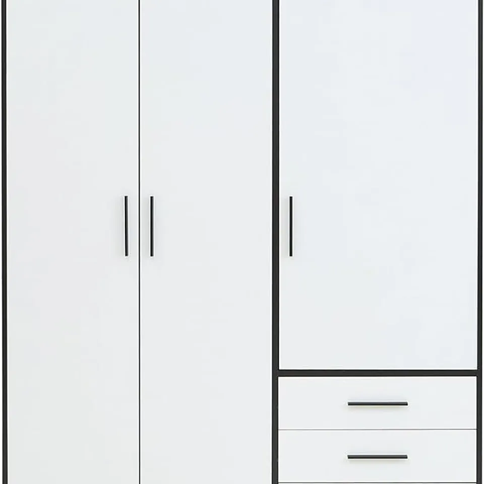 BOXED FORTE 3-DOOR WARDROBE WITH 3 DRAWERS BASIC 144.6 X 60 X 200 CM BLACK-WHITE (5 BOXES)