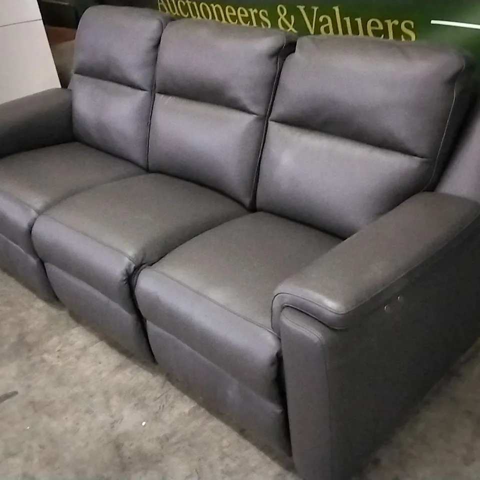 QUALITY ITALIAN DESIGNER AVILA POWER RECLINER LARGE SOFA MEDIUM GREY LEATHER