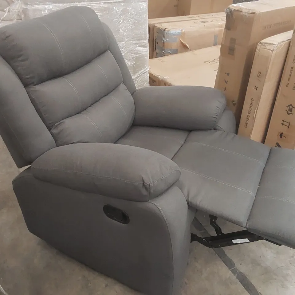 QUALITY DESIGNER FABRIC UPHOLSTERED MANUAL RECLINING ARMCHAIR 