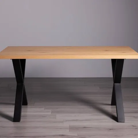 BOXED OAK EFFECT FINISH RECTANGULAR DINING TABLE (2 BOXES)