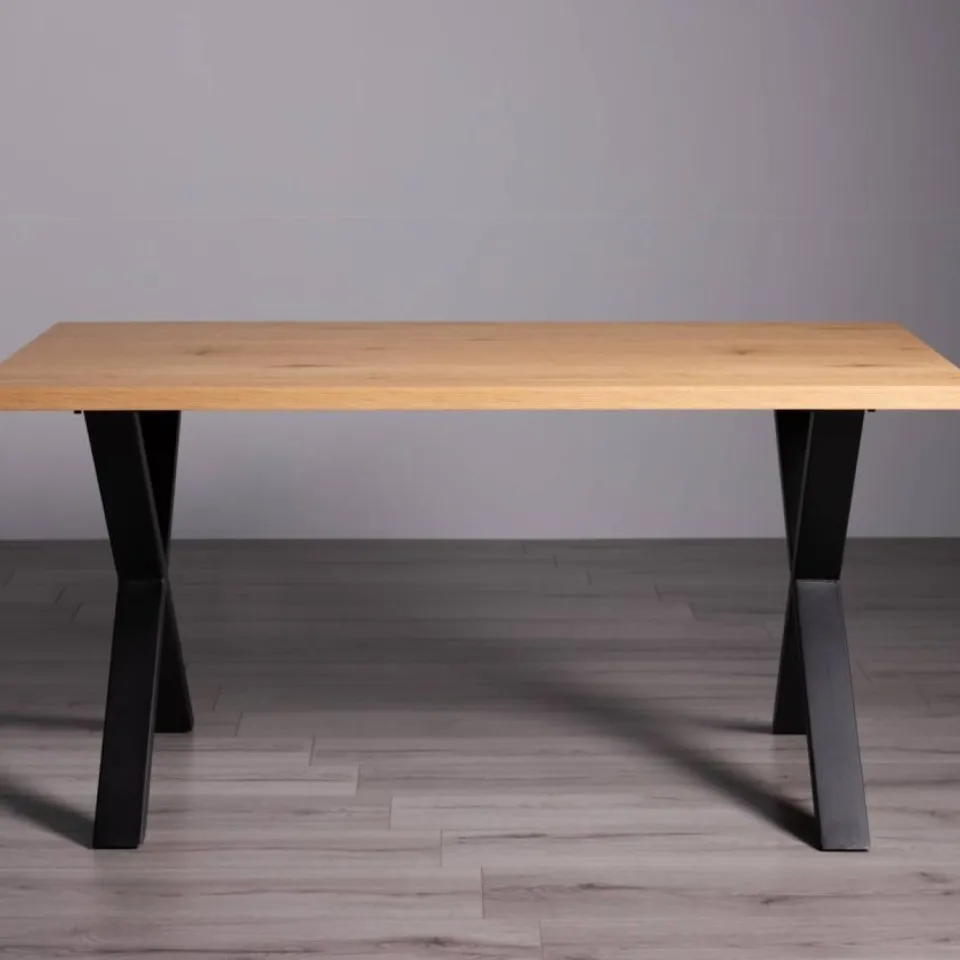 BOXED OAK EFFECT FINISH RECTANGULAR DINING TABLE (2 BOXES)