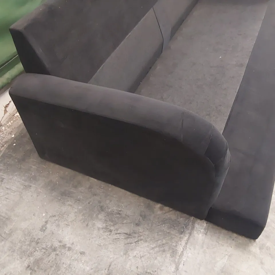 DESIGNER THREE SEATER SOFA FRAME BLACK PLUSH FABRIC 
