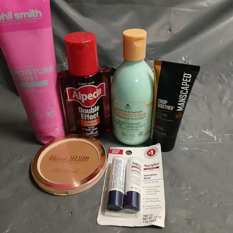 APPROXIMATELY 20 HEALTH AND BEAUTY PRODUCTS TO INCLUDE MANSCAPED CROP SOOTHER, REVOLUTION BRONZER AND ALPECIN CAFFEINE SHAMPOO