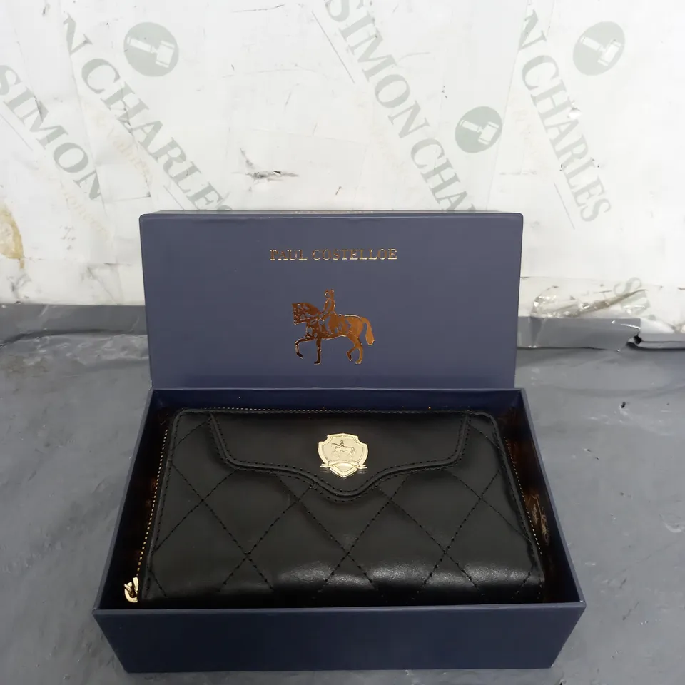 BOXED PAUL COSTELLOE BLACK FAUX LEATHER PURSE 