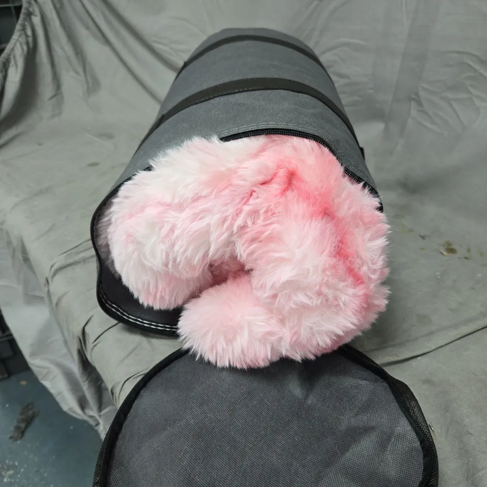 HUSH HAVEN FAUX FUR BLANKET – SINGLE LAYER, GREY EXTERIOR WITH PINK PLUSH INTERIOR, 150 × 200 CM