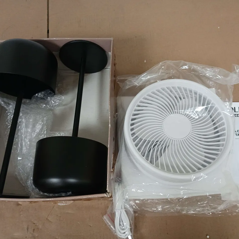 LOT OF 6 HOUSEHOLD ITEMS TO INCLUDE 3IN1 FAN AND SOLAR LAMP PAIRS