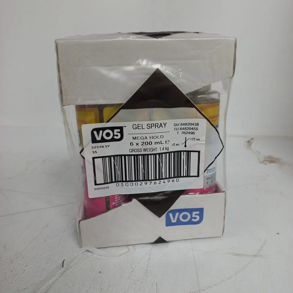 6-PACK OF V05 MEGA HOLD GEL SPRAY - 6 X 200ML