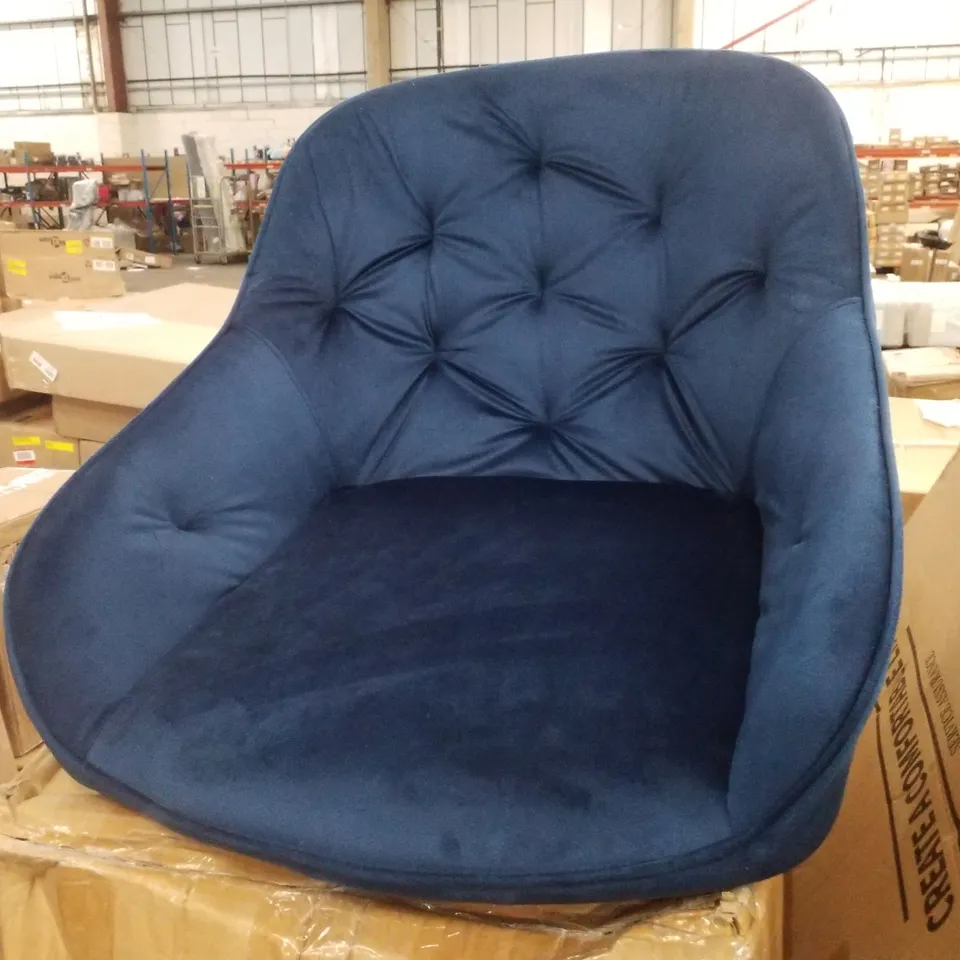 BOXED SET OF 2 BLUE VELVET DINING CHAIRS